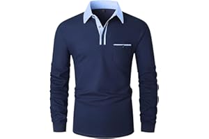 LIUPMWE Polo Shirts for Men Long Sleeve Golf Shirt Classic with Pocket Polos Homme T-Shirt