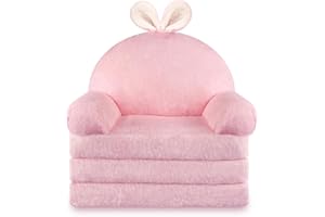 MONKISS 2-in-1 Toddler Couch Chairs Comfy, Kids Chair Couch, Mini Couch, Flip Out Sherpa Kids Sofa, Baby Couch, Chair for Toddlers 1-3, Kids Lounge Chair Reading Chair, Kids Couch Bed Fold Out