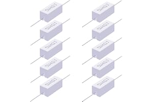 Skweawert Cement Resistor, 10PCS 5W 4 Ohm 5% Axial Lead Wire Resistor White Wound Fixed Ceramic Resistors Wirewound Power Resistors Flame Heat Moisture Resistance Precharge Horizontal Resistors