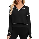 Simlakey Women Half Zip Hoodies Cropped Sweatshirt 2025 Trendy Fall Long Sleeve Hooded Athletic Pullover with Thumb Hole