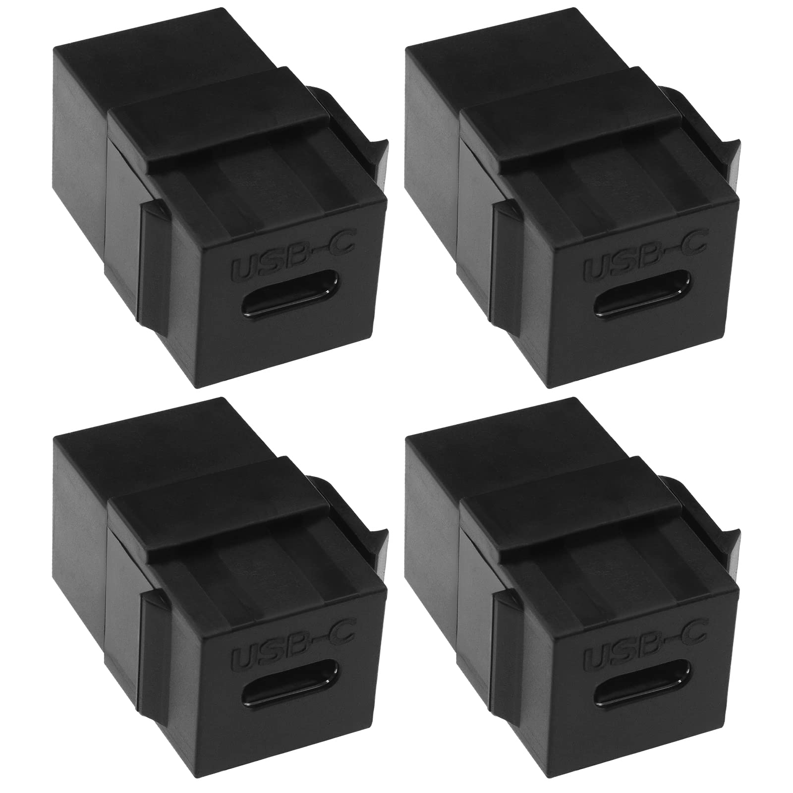 OTOTEC 4PCS USB C Keystone Adapter USB 3.1 Type-C Female to Female Keystone Insert Socket Coupler Adapter for Wall Plate Patch Panel Black