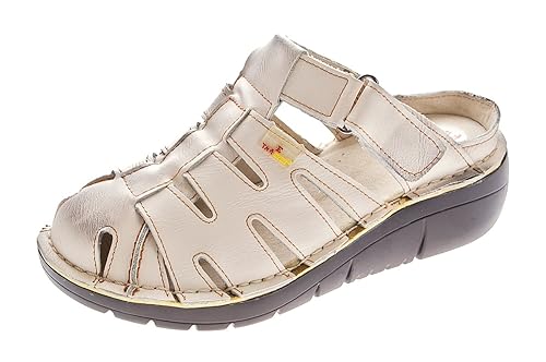 TMA Damen Leder Clogs Comfort Schuhe echt Leder Sandalen Slipper Pantoletten TMA 8891 Gr. 36 - 42