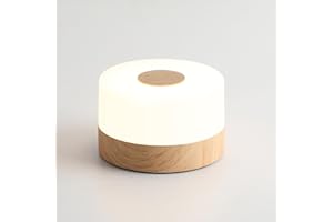 JUSHENG Rechargeable Night Light for Baby Nursery, Wireless LED Bedside Lamp Wood Grain Table Lamp with Dimmable and 3CCT Function, Touch Lights for Kids, Breastfeeding, Bedroom