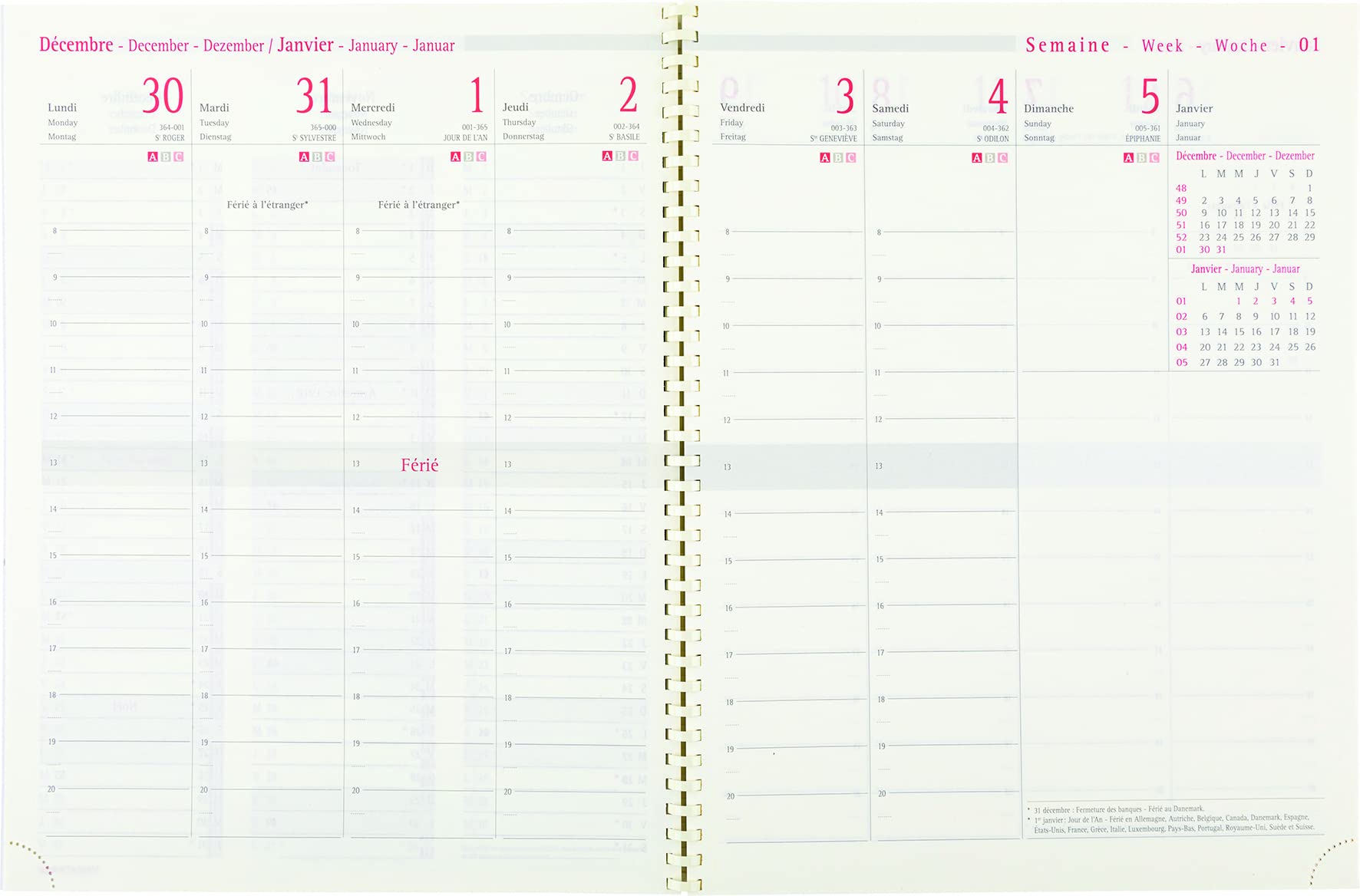 Oberthur 2021 Refill Pack for International Weekly Planner 21 x 27 cm Spiral Bound + 1 Blumie Bookmark Ruler