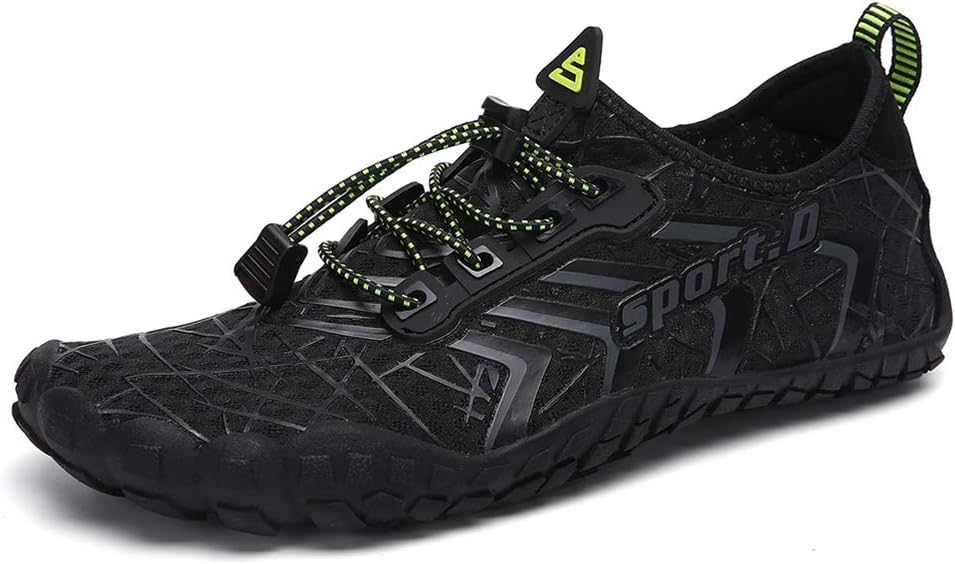 UBFEN Mens Womens Water Shoes Aqua Shoes Swim Shoes Beach Sports Quick Dry Barefoot for Boating Fishing Diving Surfing with Drainage Driving Yoga Size 5.5 Women 4 Men A Black