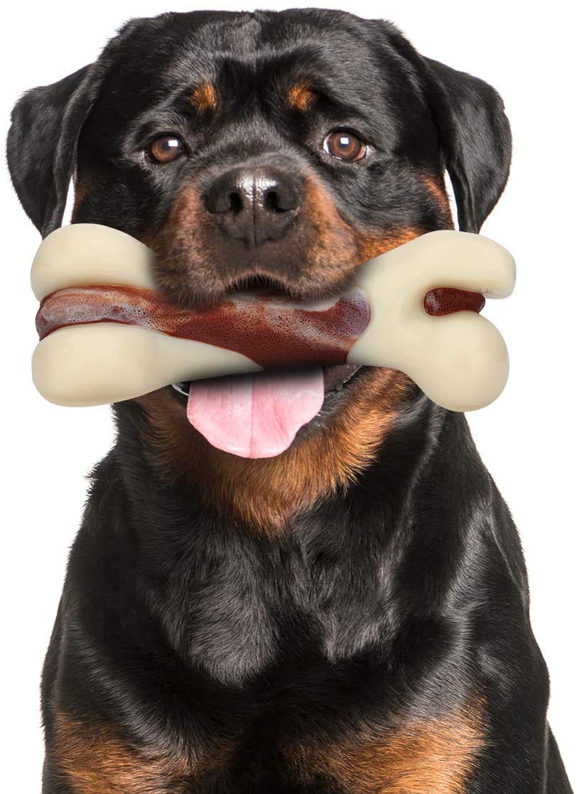 Mumba Dog Chew Bone, Durable Bone Toys for Aggressive Chewers, with Beef Flavor, Interactive Toy for Small/Medium/Large Dogs (L)
