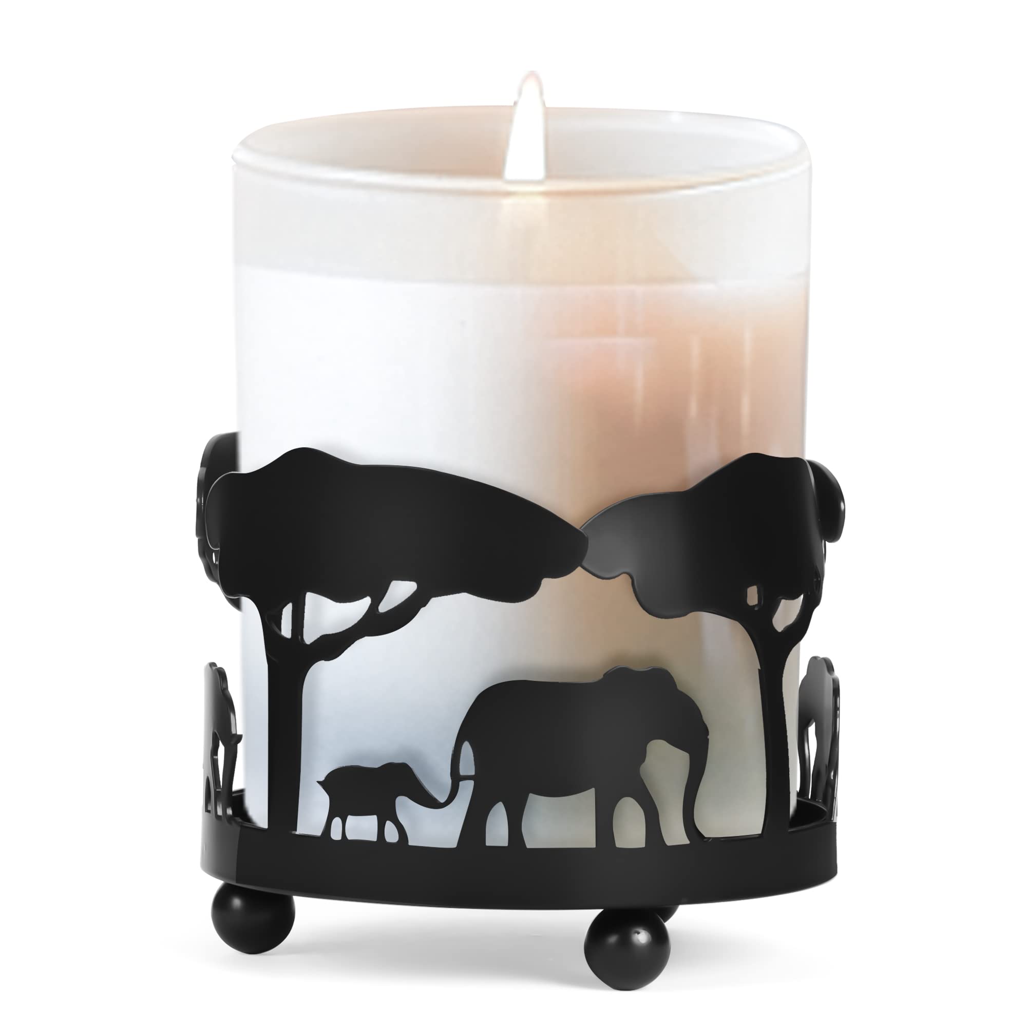 Lollanda Safari Animal Candle Holders, Elephant Silhouette Vintage Candle Holder, Creative Forest Theme Candlestick for Home Decor Accessories