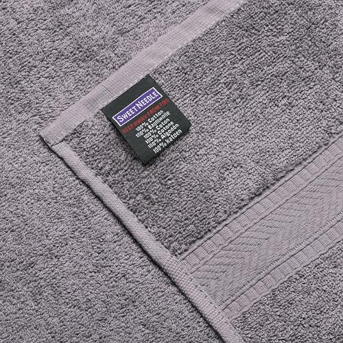 Sweet Needle Set of 6 Towels - 2 Bath Towels, 2 Hand Towels and 2 Washcloths Cotton Daily Use, Hotel Quality, Soft, Highly Absorbent, Quick Dry, Lightweight (Charcoal)