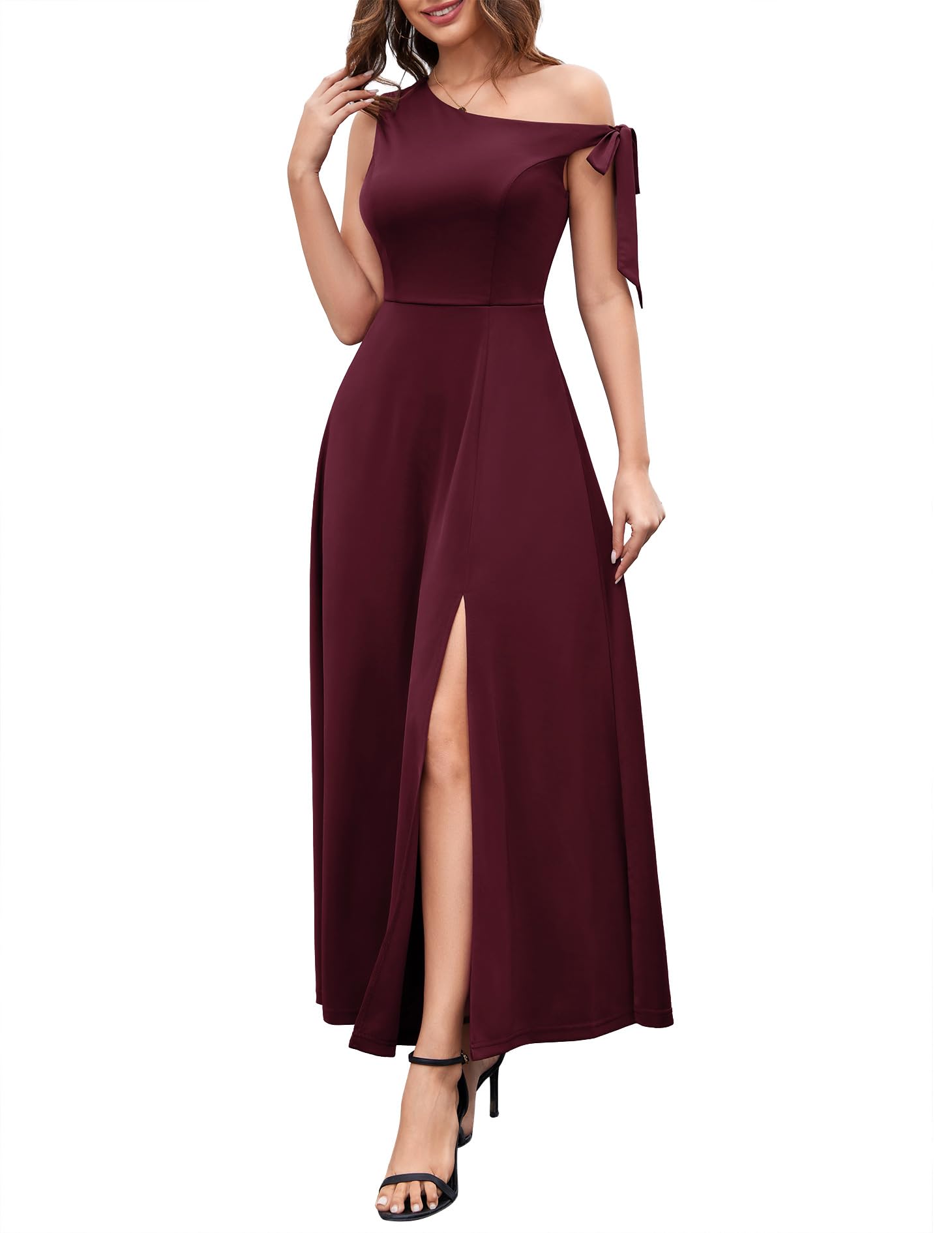 Wedding Guest Glitter Dress BeryLove Women's Sequin Glitter Dress - Wedding Guest & Prom Party Gown Ruffle Hi Low Prom Dress