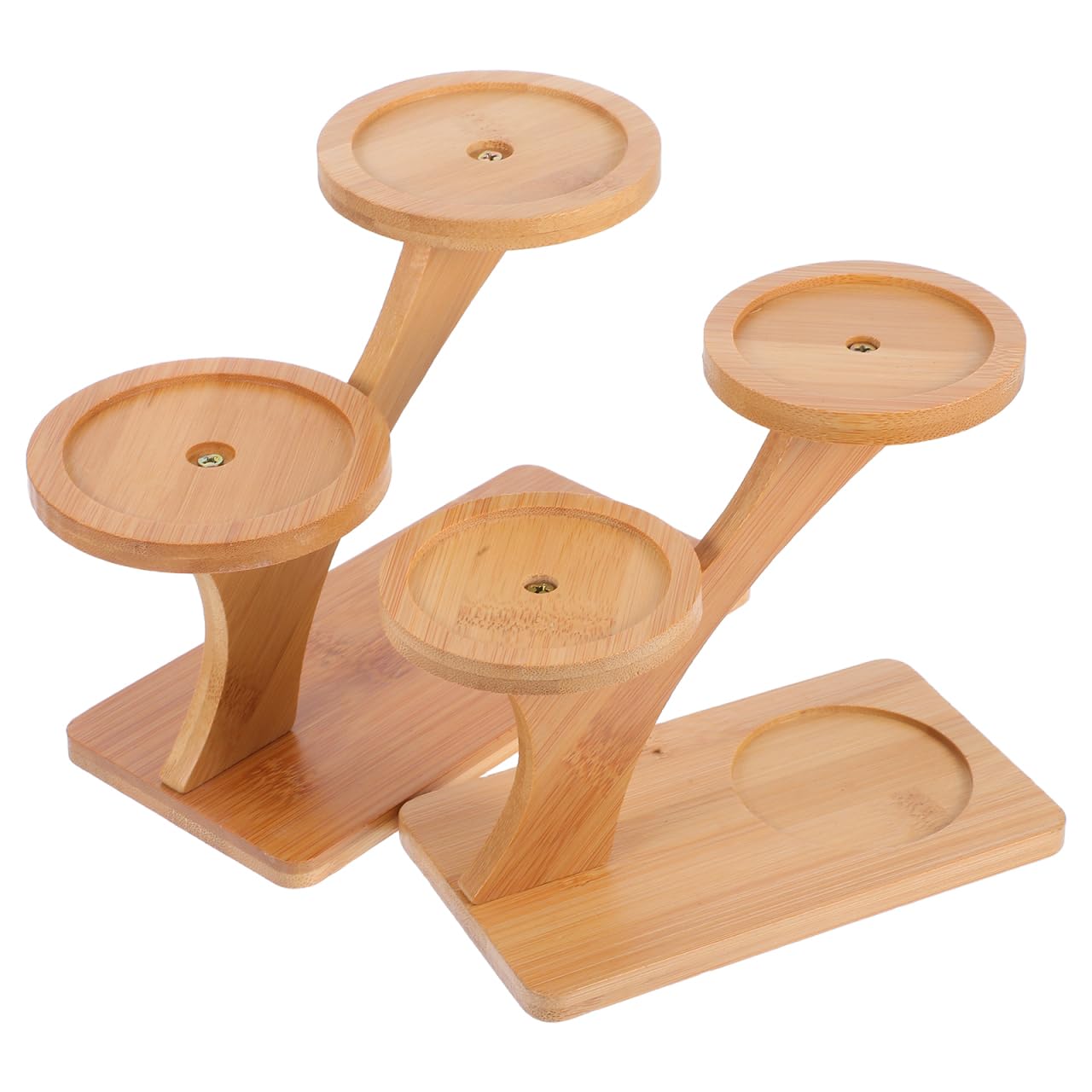 Angoily 2PCS Tiered Plant Stand, Tabletop Bamboo Plant Stand, Mini Desktop Succulent Plant Holder for Indoor Plants (3 Tier)