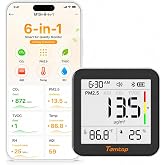 Temtop M10+ 6-in-1 CO2 Meter &amp; Indoor Air Quality Monitor | PM2.5, TVOC, AQI, E-Ink Display, 60-Day Battery, App Temperature &amp; Humidity for Home Bedroom Office
