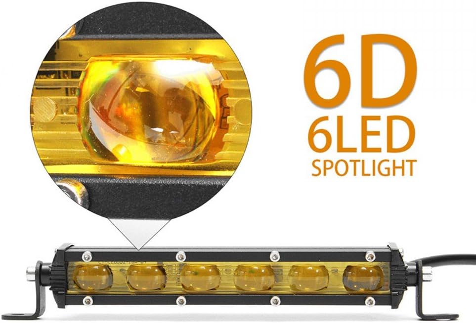 3E Amber Led Lights Bar 2PC 7Inch 18W Waterproof Led Amber Fog Lights Spot Driving Lights Work Lights For Trucks Jeep Offroad SUV UTV ATV 4WD Car Marine Motorc Boat Golf Cart: Automotive