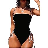Milumia Women's Sexy Lace Up One Piece Swimsuit Criss Cross Backless Bathing Suits Swimwear
