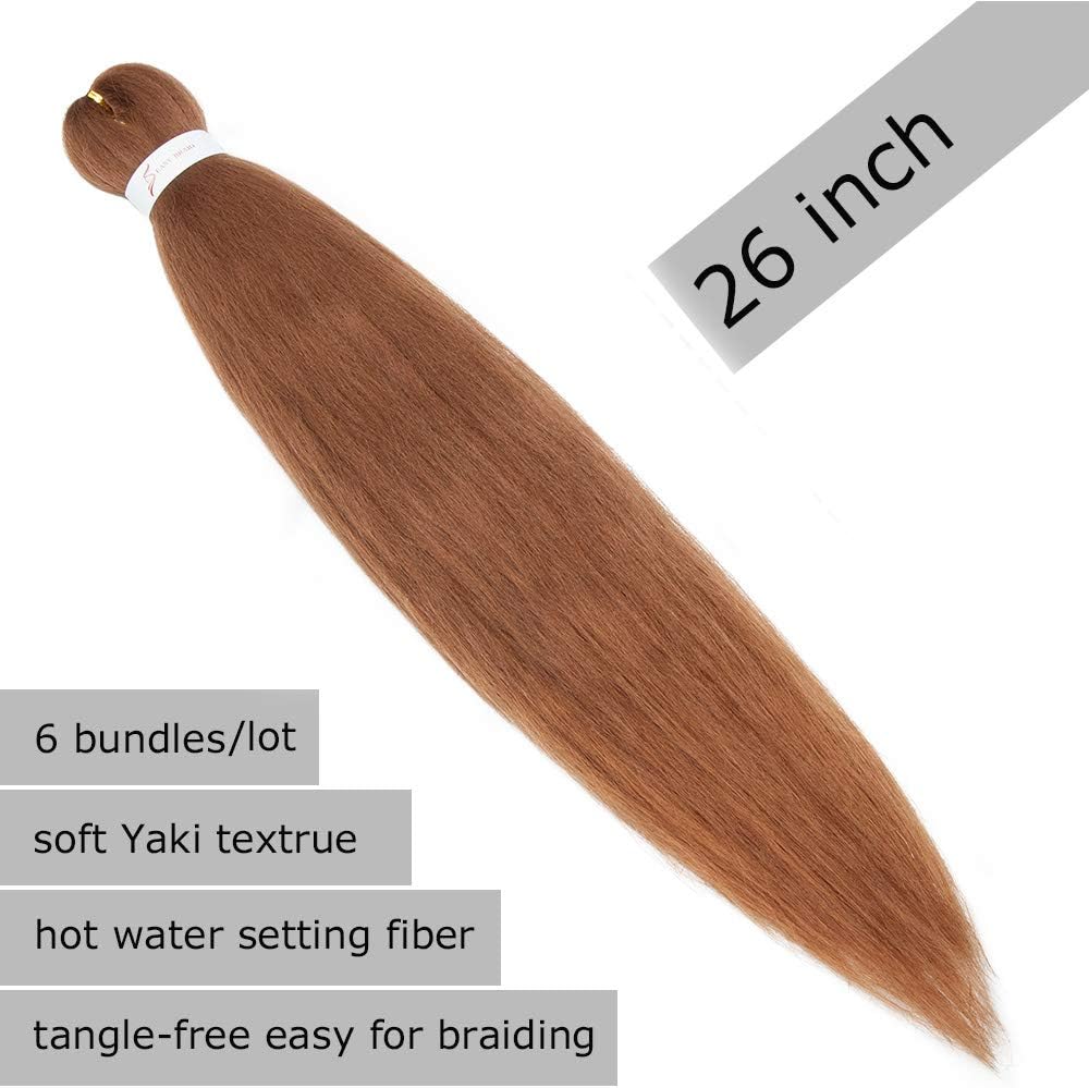 26 inches Easy Braids Pre-stretched Yaki Braiding Hair 6PC-540g #Auburn Crochet Hair Extension Synthetic Hair Hot Water Setting - Image 3