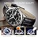 BUREI Men's Luminous Day and Date Automatic Watch with Black Calfskin Band, Silver Bezel Black Dial