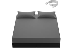 GAEASOMA King Size Grounding Sheets, 10% Pure Silver Fiber + 90% Organic Cotton, Earth Connected Bedding Fitted Sheets with Grounding Cord (Deep Gray, King)