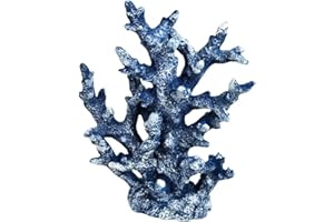 PINVNBY Artificial Coral Ornament Aquarium Sea Plants Decoration Underwater Craft Resin Fish Tank Landscape (Blue)