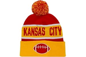 Miodoem City Beanie Knit Hat with Pom Winter Cuffed Cap Sport Fans Gift for Men Women