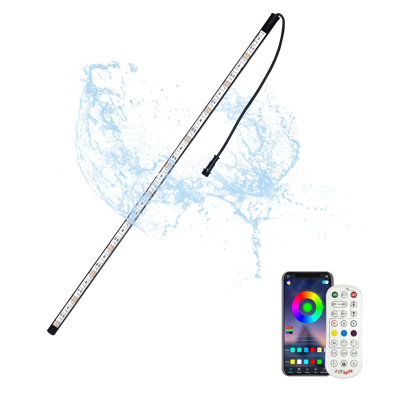 Photo 1 of Longrun LED Strip Color Changing Garden Show Lights for Pond Spillway Waterfall, APP Control Waterproof Lighting Bar for Home Decoration Pool Fountain Landscape Lighting, Aquarium-11.22"