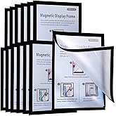 Irmanas Magnetic Sign Holder 8.5 x 11 Wall Mount, Self-Adhesive Magnetic Sign Holder Durable PVC Waterproof Clear Display for Home, School, Office Wall, Store, Display Frame 12 Pack Black