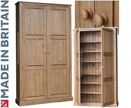 Traditional 7ft X 4ft Solid Wood Storage Cupboard 2 Door Pantry