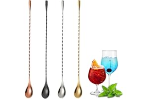 4 Pcs Bar Spoons, BetterJonny 12 Inches Cocktail Spoon Mixing Spoon Stainless Steel Spiral Long Handle Cocktail Stirrers Spoo