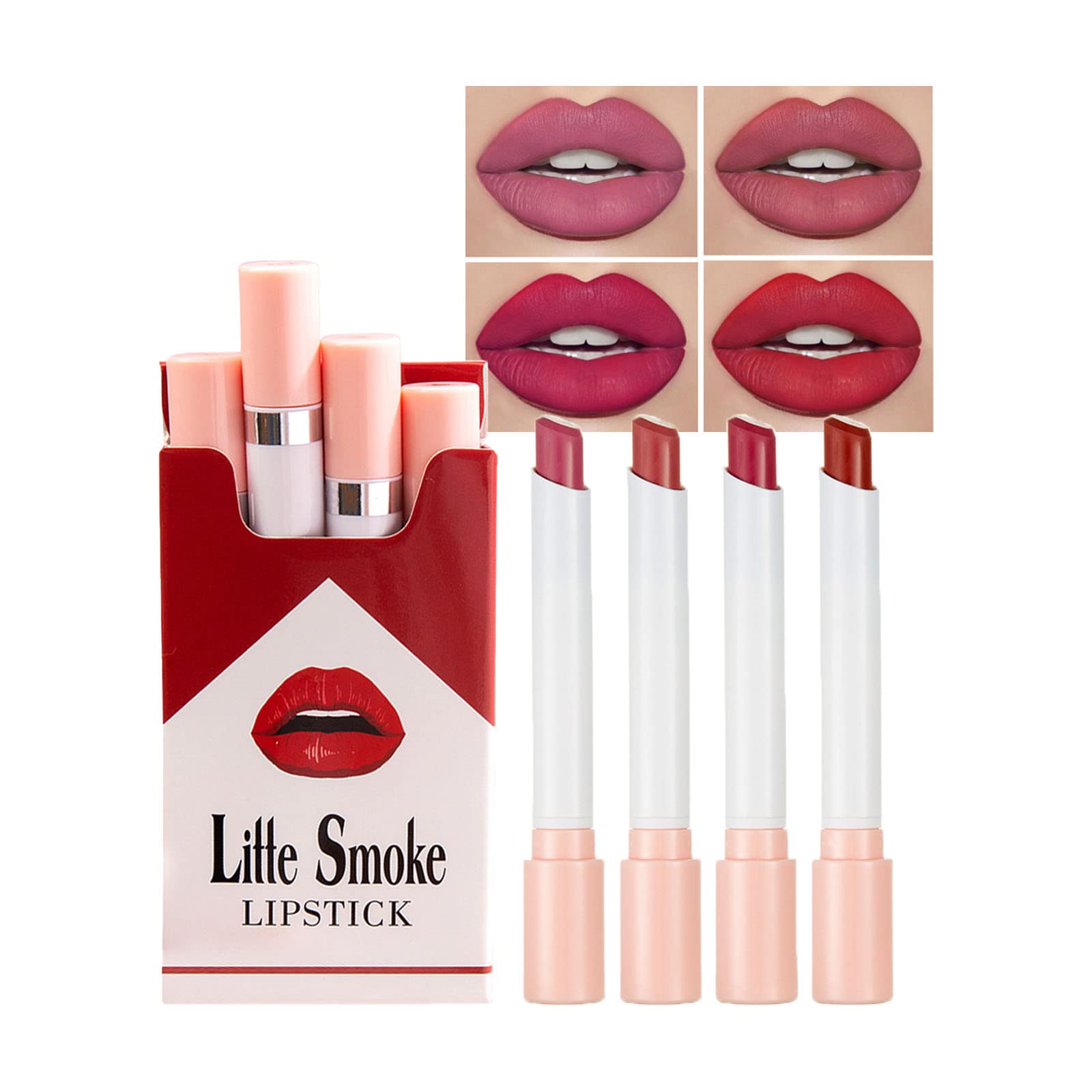 Tongyend Matte Lipstick Set, 4pcs Long Lasting, Highly Pigmented, Non-Stick Cup, Not Fade, Waterproof, Velvet Nude, Full-Coverage, 30.0g
