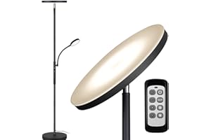 Dimunt Floor Lamp LED Floor Lamps for Living Room Bright Lighting, 27W/2000LM Main Light and 7W/350LM Side Reading Lamp, Adjustable 3 Colors Tall Lamp with Remote & Touch Control