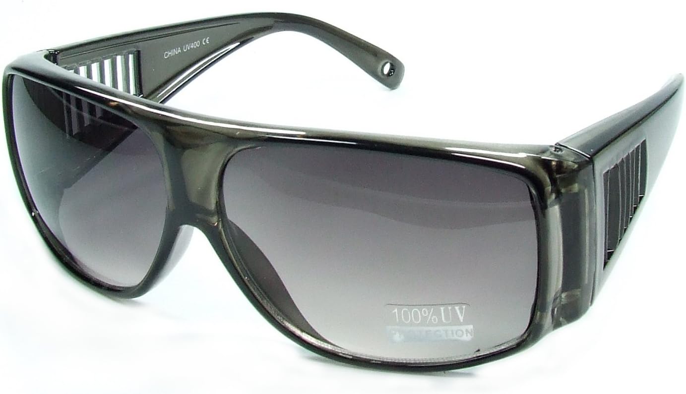 New FIT OVER Sunglasses Wear Over Prescription Glasses UV400 Protection Adult Size (crystal graphite frame grey lens)