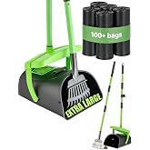 MXF 40.16" Pooper Scooper Set â Swivel Bin & Rake Kit with 100 Waste Bags | Long Handle Waste Pick Up Tool with Bag Attachmen