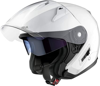 SENA ECONO-GW00M Econo Casque Jet avec Syst/&egrave;me de Communication Int/&eacute;gr/&eacute; Blanc Brillant Taille M