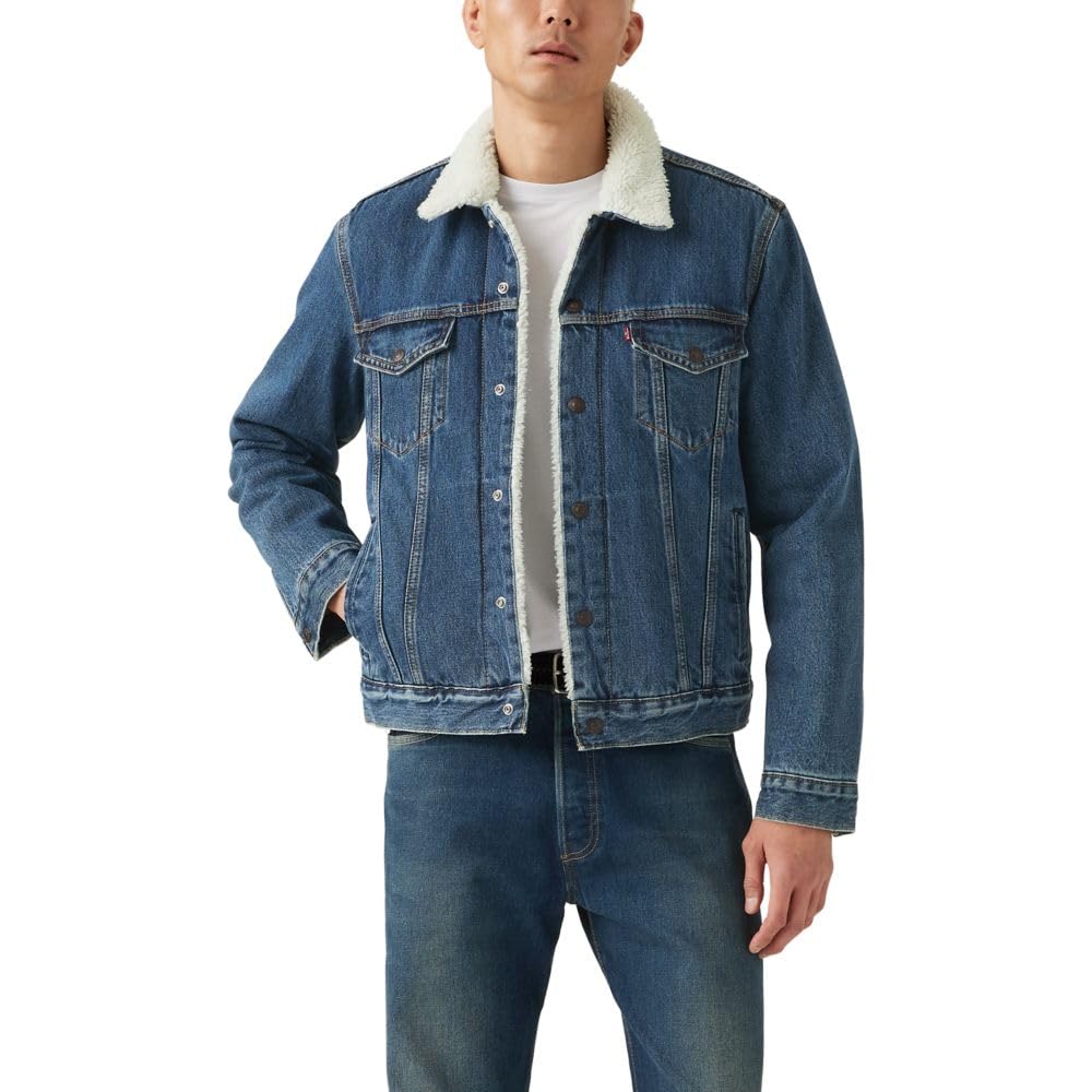 Levi's Men's Sherpa Trucker Jacket (Also Available in Big & Tall), (New) Dark Stonewash (Non Stretch), Large Image