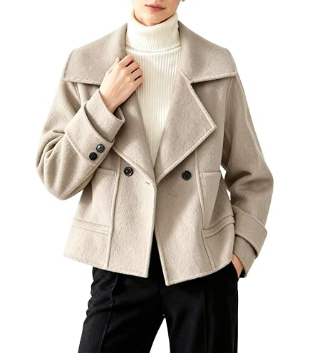 Amazon.com: Zucige Womens Cropped Wool Jacket Plain Zipper Short