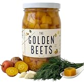 [PICKLES] The Golden Beets - Pickled Golden Beets with Garlic Sweetness &amp; Earthy Flavor &ndash; Gourmet Side or Snack &ndash; Georgia-Grown, Brined with Citrus &amp; Spices -17 Oz Glass Jar