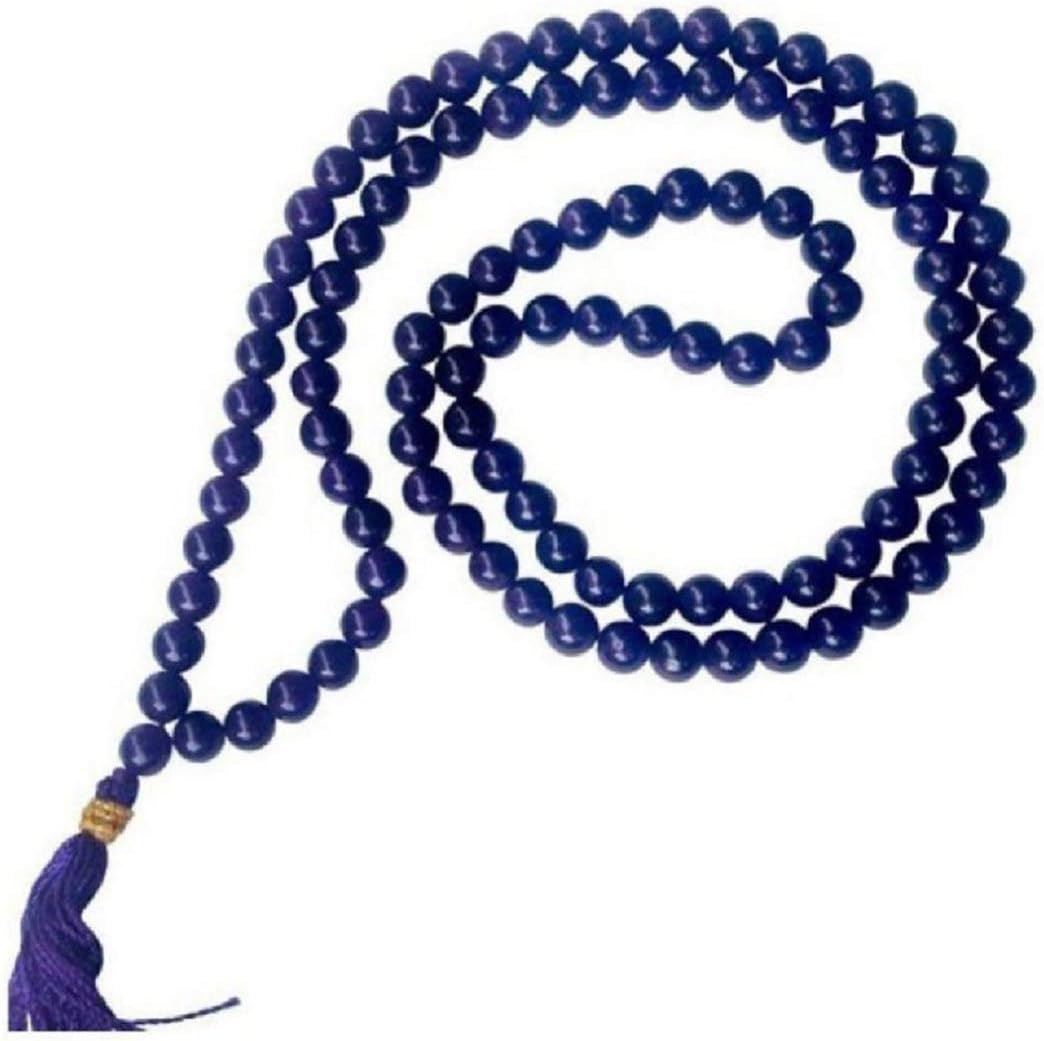 SHIVOHAMSHIVOHAM Blue Hakik (Agate) Mala - (7mm Beads Diameter / 108+1 Beads / 30 cm Length)