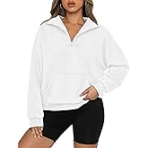 PRETTYGARDEN Womens Quarter Zip Long Sleeve Cropped Sweatshirt 2025 Fall Winter Casual V Neck Pullover Tops With Pockets