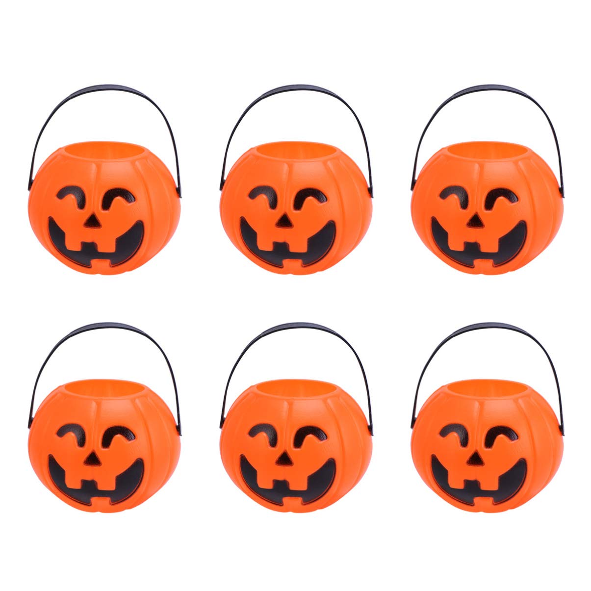 Amosfun 6pcs Halloween Candy Bucket Trick Treat Bag for Halloween Party Ornaments (Orange Pumpkin)