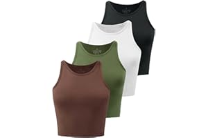 Kole Meego Crop Tops For Women Workout Cropped Tank Top High Neck Camisole Yoga Shirts Athletic Undershirts 4 Pack