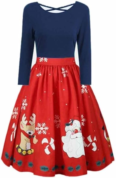 Overdose Noel Robe Patineuse Soiree Grande Taille Femme Manches Longues Mi Longue Dress Amazon Fr Vetements Et Accessoires