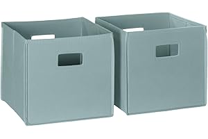 RiverRidge Kids 2pc Fabric Collapsible Storage Cube Organizers with Handles for Playroom Organization - Sea Green
