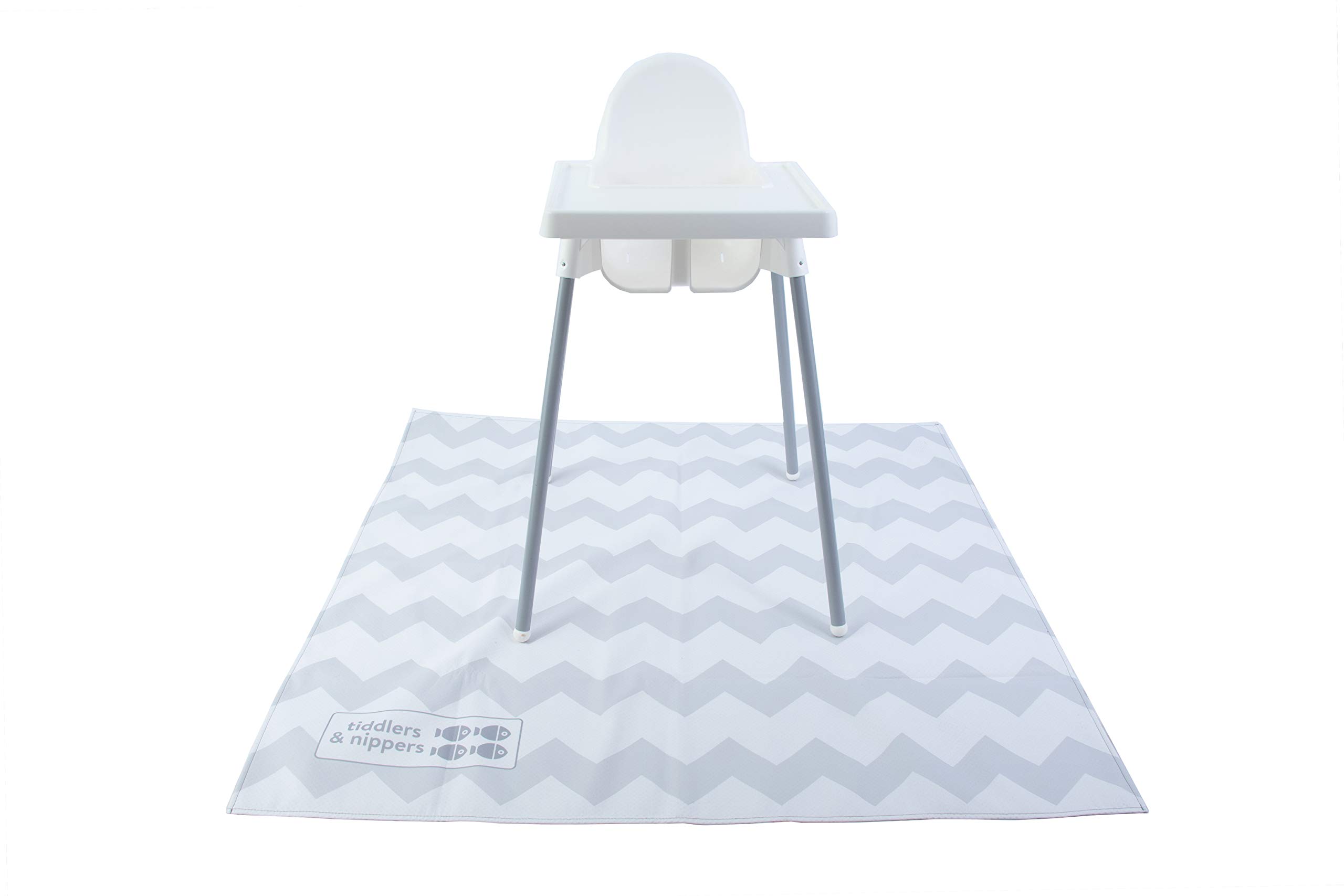 Tiddlers & Nippers Large 130cm x 130cm Reusable Splash Splat Mat | Waterproof, Machine Washable, Anti-Slip | for Meal Times Under High Chair, Picnics, Crafts, Play Mat, Table Cloth (Yeah Chevron!)