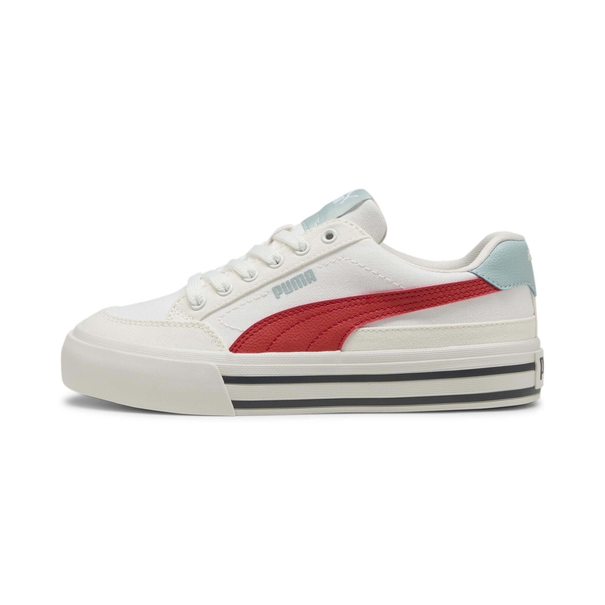 PUMA Court Classic Vulc Sneaker, White-Red Fire-Vapor Gray, 5.5 US Unisex Big Kid Image