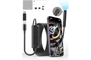 ZOIOT Endoscope Camera with Light,1920P HD Inspection Camera with 8 Adjustable LED Lights, Endoscope with 16.4ft Semi-Rigid Snake Camera, 7.9mm IP67 Waterproof Inspection Camera for iOS