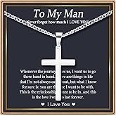 EPIRORA Cross Necklaces Gifts for Men, Silver Cuban Link Chain Necklace Gifts for Dad Son Grandson Uncle Nephew Boyfriend