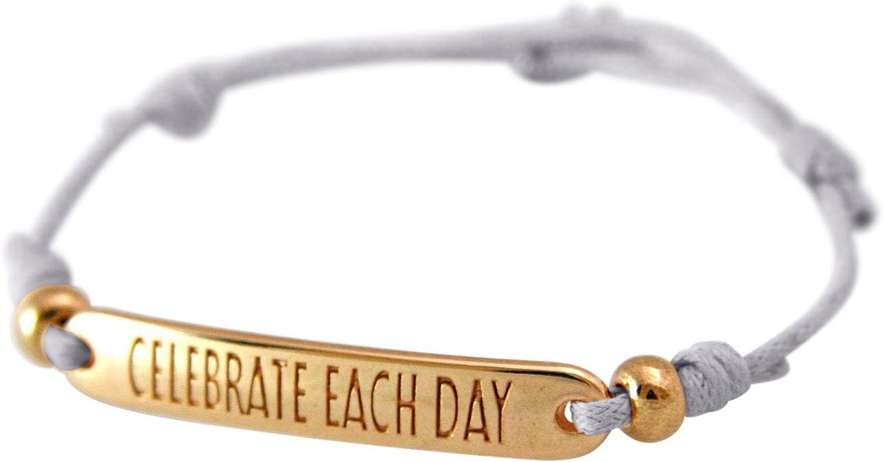 Gemshine - Ladies - Girls - Bracelet - Engraving - CELEBRATE EACH DAY - Rose Gold plated - Nude