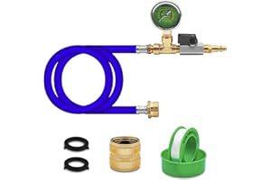 HFVSLFA RV Winterizing Kit with Pressure Gauge, 60inch RV Winterize Hose with 3/4" GHT Blow Out Fitting Adaptor & 1/4" Quick Connect Plug, Sprinkler Winterization Kit for Camper, Boat, Travel Trailer, Blue