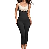 Takusun Women Open Bust Bodysuit Seamless Tummy Control Full Body Shaper Shapewear Capri Butt Lifter Thigh Slimmer
