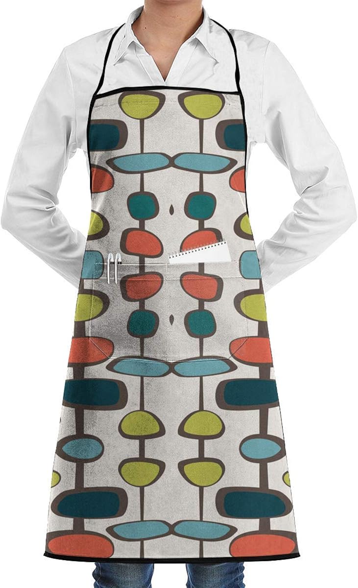 Unisex Premium Chefs Apron Mid Century Modern Bead Adjusatble Women