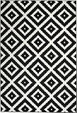 Summit 15-HLY8-UMJB 046 Black White Diamond Area Rug Modern Abstract Many Sizes Available , 22 inch x 7 foot hall way runner