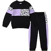 FUNMETA Toddler Girls 2 Piece Cute Outfits, Crewneck Sweatshirt with Jogger Pants Kids Clothing Set for Fall Winter